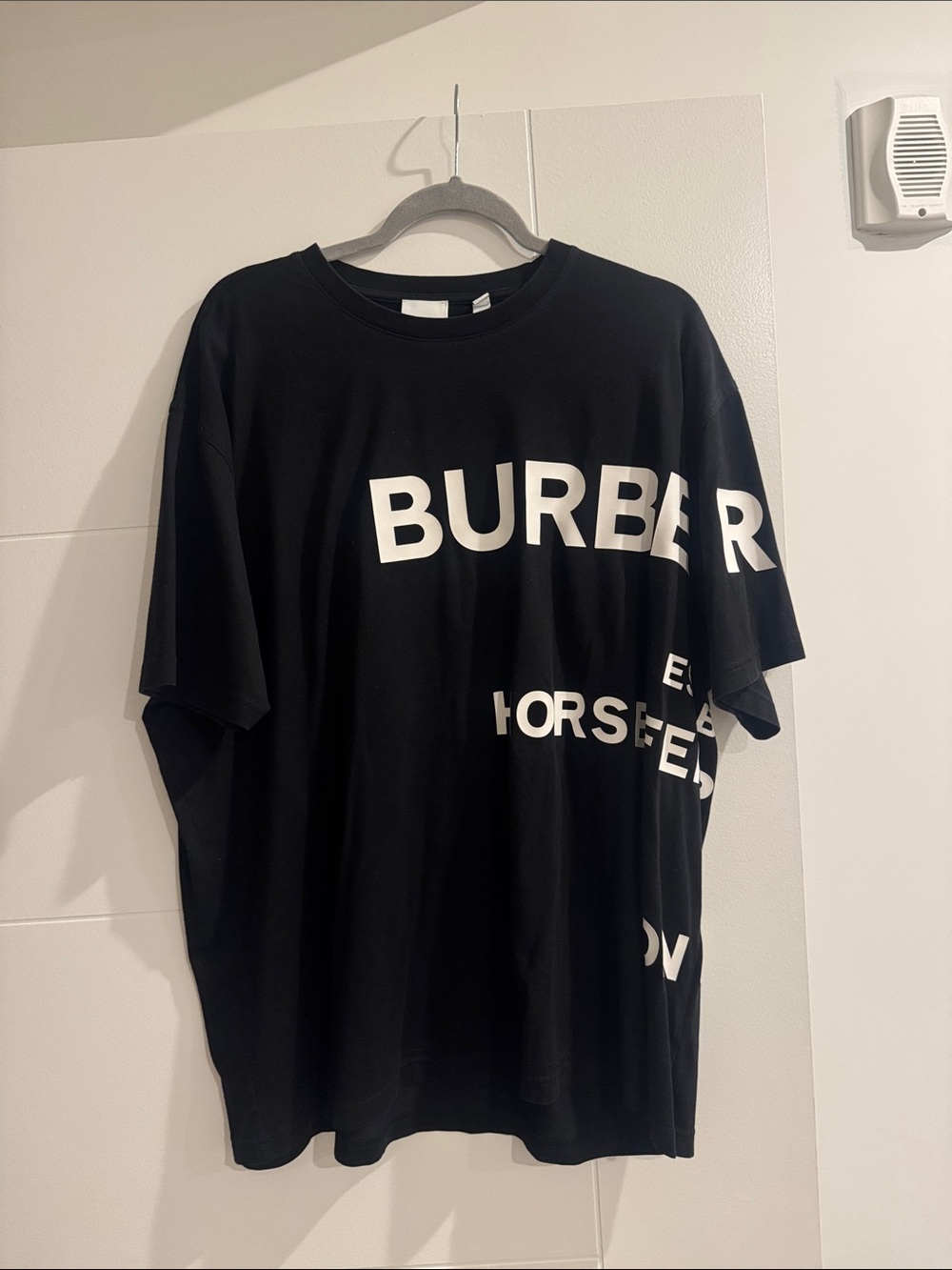Burberry Black Short-Sleeve Logo Tee with White Print